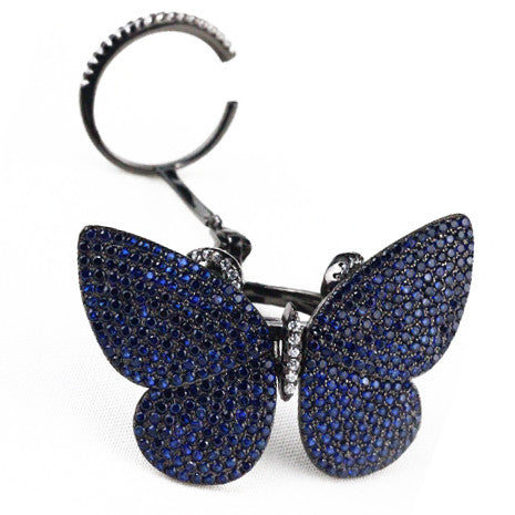 Movable Butterfly Ring - Blue Black - Her Teen Dream