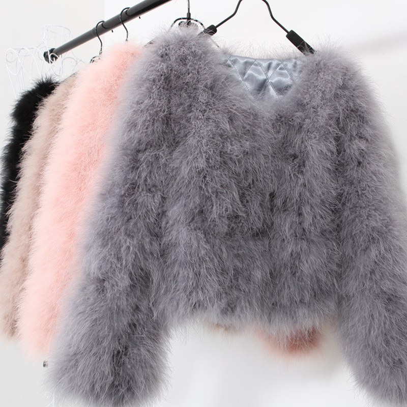 Real Fur Feather Jacket - Her Teen Dream