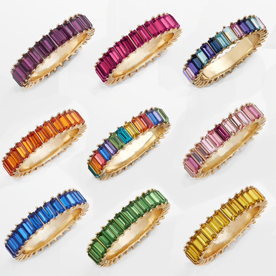 Large Gold Baguette Rings