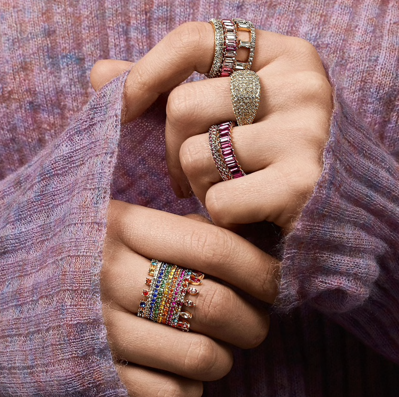 Large Gold Baguette Rings