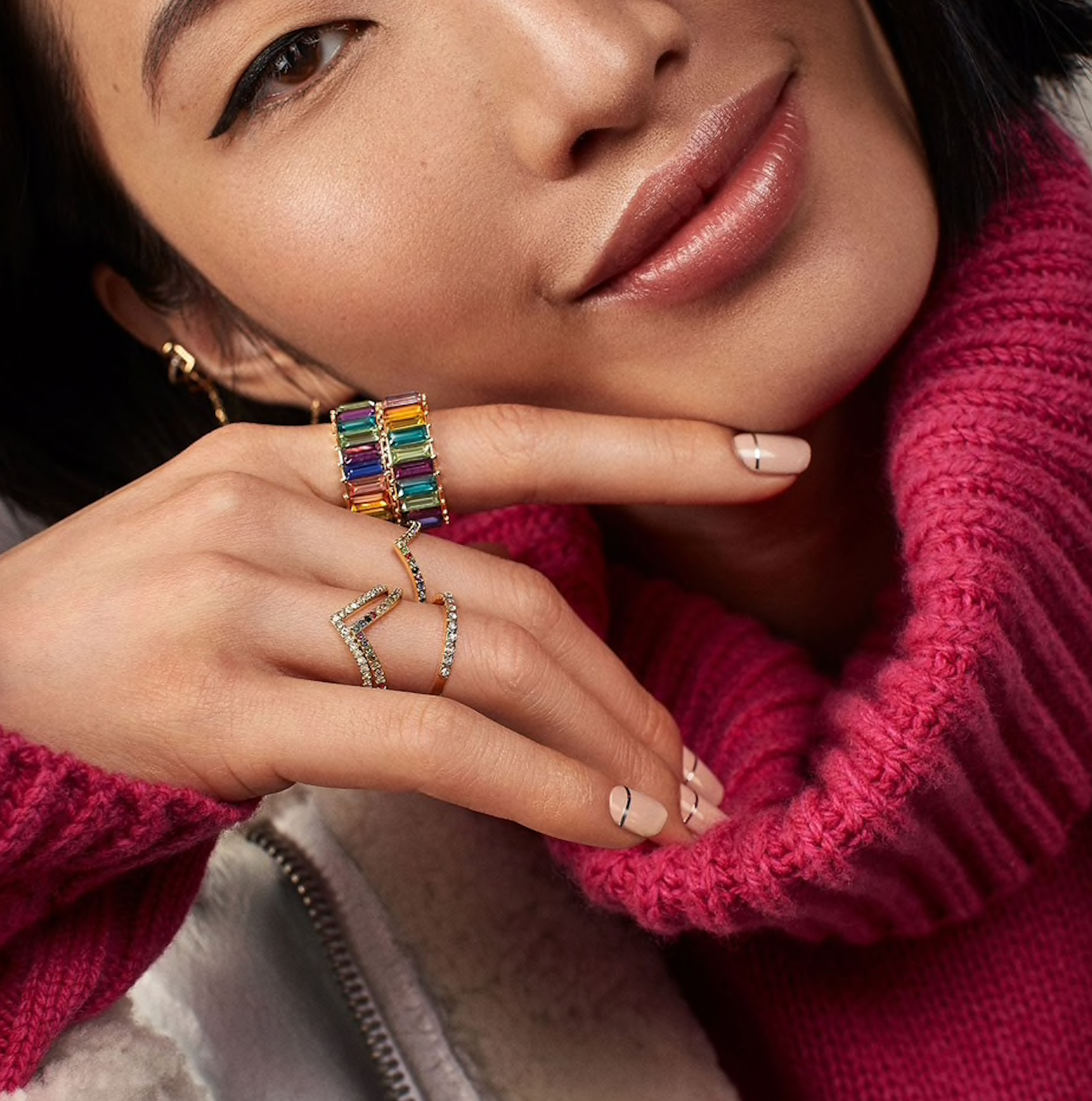 Large Gold Baguette Rings