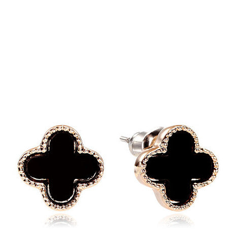 Black Four Leaf Clover Earrings - Her Teen Dream