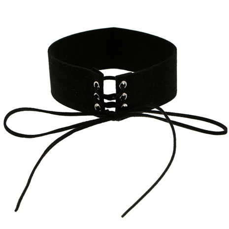 Velvet Lace Up Collar - Black - Her Teen Dream