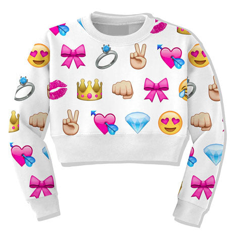 Emoji Crop Top Sweater - Her Teen Dream