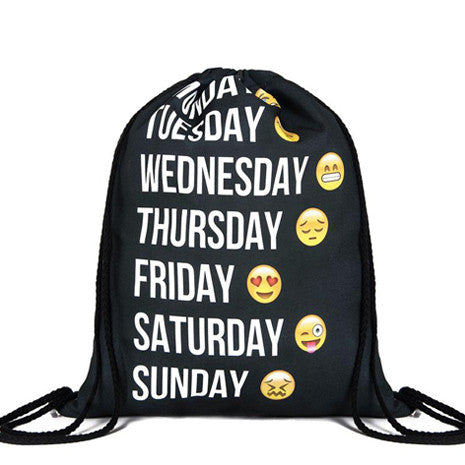 Emoji Week Drawstring Backpack - Her Teen Dream