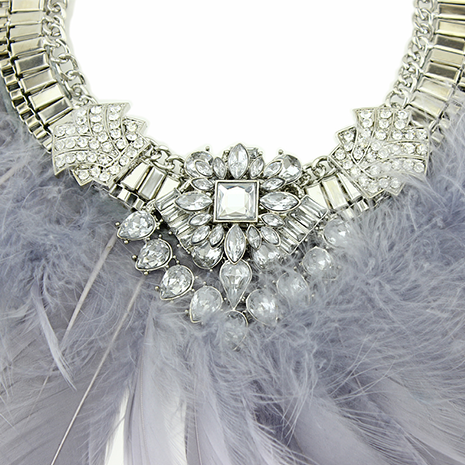 Grey Feather Necklace - Her Teen Dream