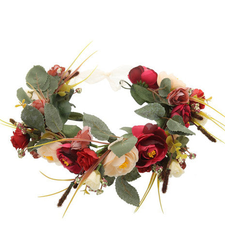 Floral Garland Headband - Red Rose - Her Teen Dream