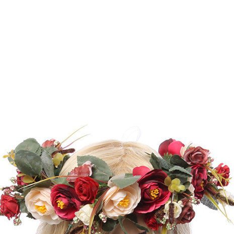 Floral Garland Headband - Red Rose - Her Teen Dream
