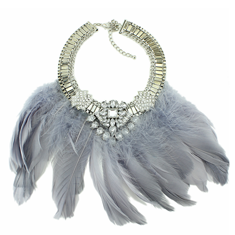 Grey Feather Necklace - Her Teen Dream