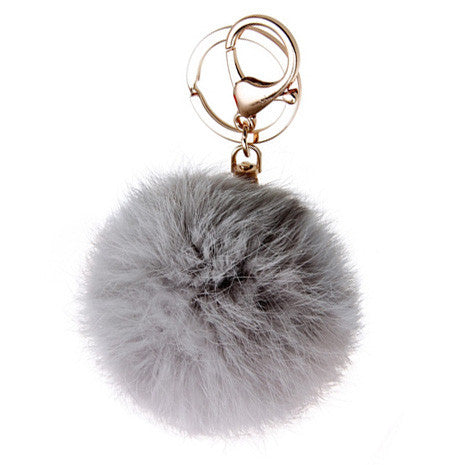 Grey Pom Pom Furry Keychain - Her Teen Dream