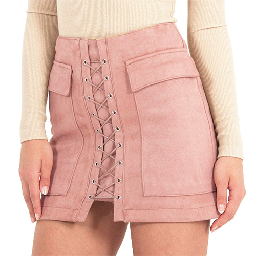Lace up Skirt - Pink - Her Teen Dream