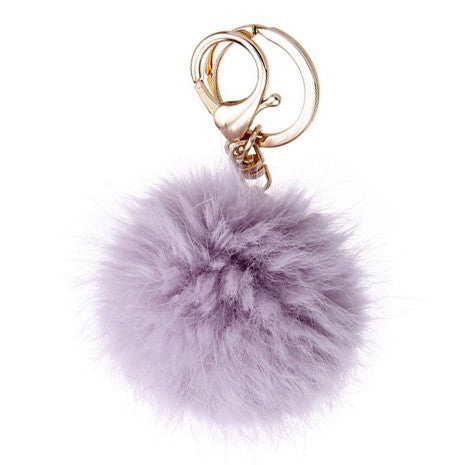 Lavender Pom Pom Furry Keychain - Her Teen Dream