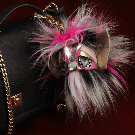 Pink Puff Monster Keychain - Faux Fur - Her Teen Dream