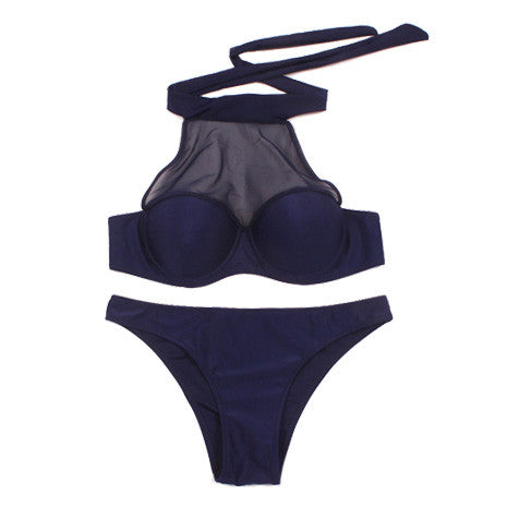 Navy High Neck Bikini - Her Teen Dream