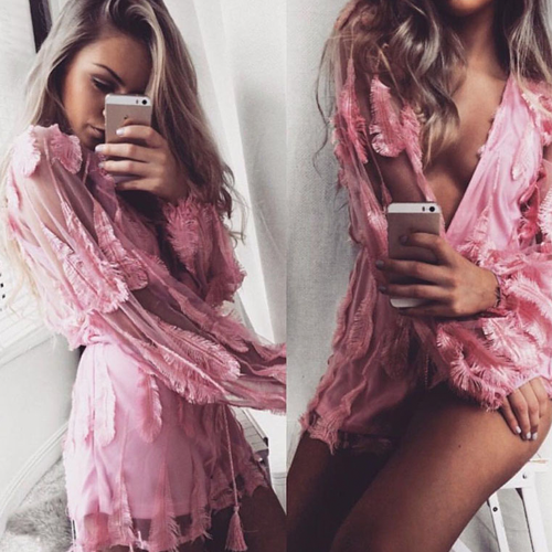 Pink Feather Playsuit - Her Teen Dream