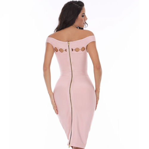 Hollow Body Con Dress- Blush - Her Teen Dream