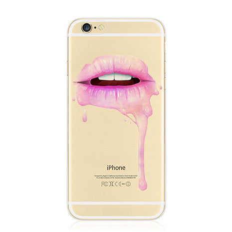 Clear TPU Design Pink Lips iPhone 6/6s Case - Her Teen Dream