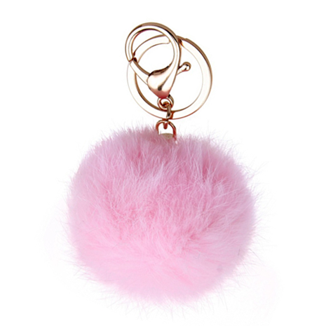 Pink Pom Pom Furry Keychain - Her Teen Dream