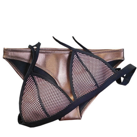 Rose Gold Mesh Neoprene Bikini - Her Teen Dream