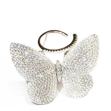 Movable Butterfly Ring - White - Her Teen Dream
